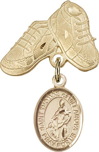 14kt Gold Filled Baby Boots St. Thomas of Villanova Baby Badge - Engravable