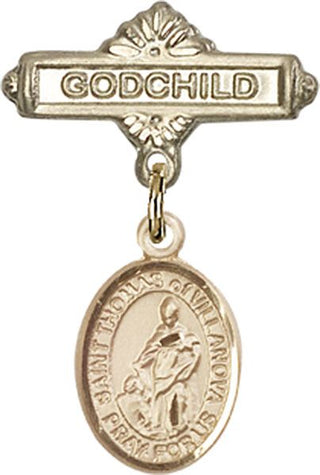 14kt Gold Godchild St. Thomas of Villanova Baby Badge - Engravable