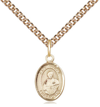 14kt Gold Saint Pius X Medal Engraved Catholic Saint Jewelry