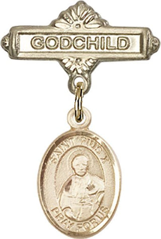14kt Gold Filled Godchild St. Pius X Baby Badge - Engravable