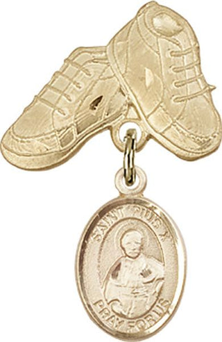14kt Gold Filled Baby Boots St. Pius X Baby Badge - Engravable