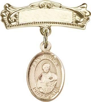 14kt Gold Badge Pin St. Pius X Baby Badge - Engravable