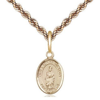 14kt Gold Our Lady of Victory Medal Engraved Catholic Saint Jewelry