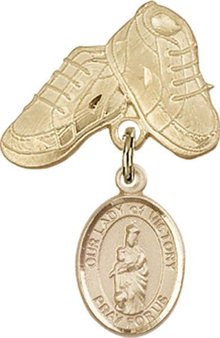 14kt Gold Filled Baby Boots O/L of Victory Baby Badge - Engravable