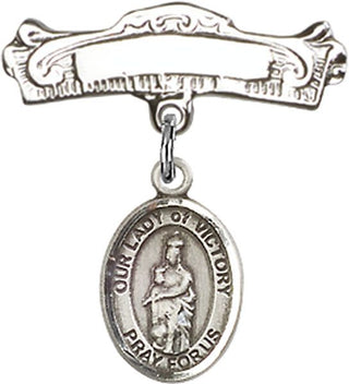 Sterling Silver Badge Pin O/L of Victory Baby Badge - Engravable