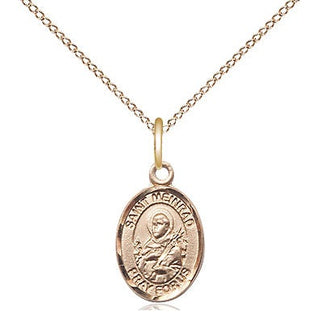 14kt Gold Saint Meinrad of Einsideln Medal Engraved Catholic Saint Jewelry