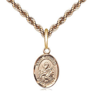 14kt Gold Saint Meinrad of Einsideln Medal Engraved Catholic Saint Jewelry
