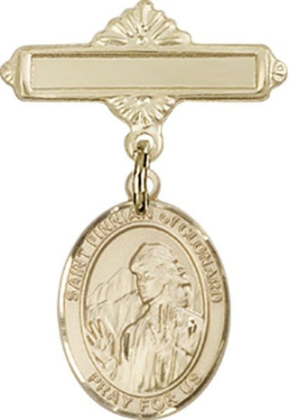 14kt Gold Filled Polished Badge Pin St. Finnian of Clonard Baby Badge - Engravable