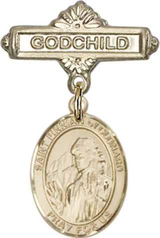 14kt Gold Filled Godchild St. Finnian of Clonard Baby Badge - Engravable