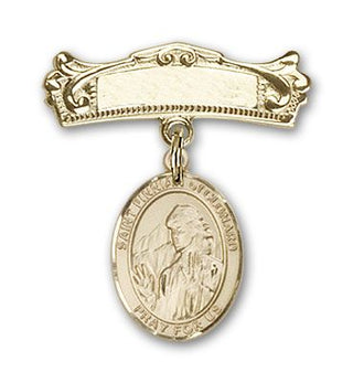 14kt Gold Badge Pin St. Finnian of Clonard Baby Badge - Engravable