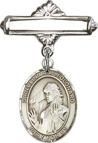 Sterling Silver Polished Badge Pin St. Finnian of Clonard Baby Badge - Engravable