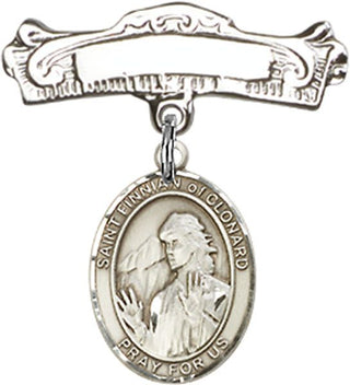 Sterling Silver Badge Pin St. Finnian of Clonard Baby Badge - Engravable