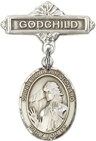 Sterling Silver Godchild St. Finnian of Clonard Baby Badge - Engravable