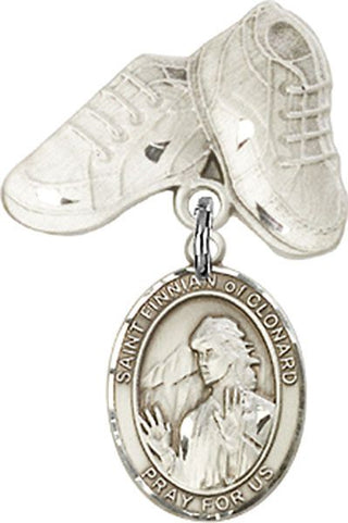 Sterling Silver Baby Boots St. Finnian of Clonard Baby Badge - Engravable