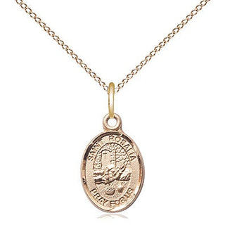 14kt Gold Filled Saint Rosalia Medal Religious and Catholic Jewelry Engraved Catholic Saint Jewelry