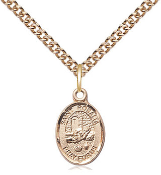 14kt Gold Saint Rosalia Medal Engraved Catholic Saint Jewelry
