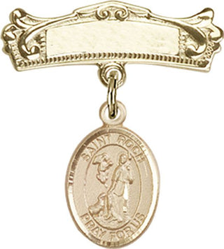 14kt Gold Filled Badge Pin St. Roch Baby Badge - Engravable