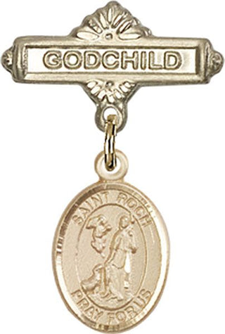 14kt Gold Filled Godchild St. Roch Baby Badge - Engravable