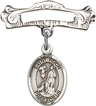 Sterling Silver Badge Pin St. Roch Baby Badge - Engravable