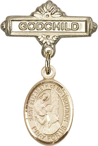 14kt Gold Filled Godchild St. Elizabeth of the Visitation Baby Badge - Engravable