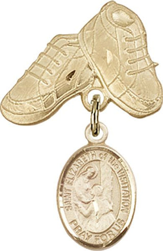 14kt Gold Filled Baby Boots St. Elizabeth of the Visitation Baby Badge - Engravable