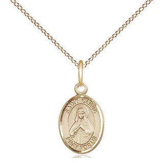 14kt Gold Saint Olivia Medal Engraved Catholic Saint Jewelry