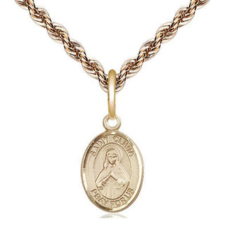 14kt Gold Saint Olivia Medal Engraved Catholic Saint Jewelry
