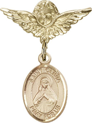 14kt Gold Filled Small Angel w/Wings St. Olivia Baby Badge - Engravable
