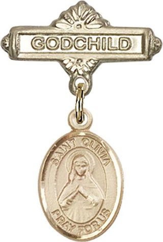 14kt Gold Filled Godchild St. Olivia Baby Badge - Engravable