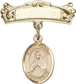 14kt Gold Badge Pin St. Olivia Baby Badge - Engravable