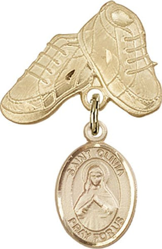 14kt Gold Baby Boots St. Olivia Baby Badge - Engravable
