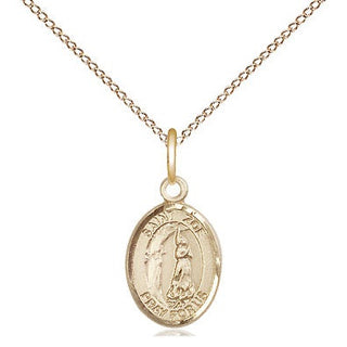14kt Gold Saint Zoe of Rome Medal Engraved Catholic Saint Jewelry