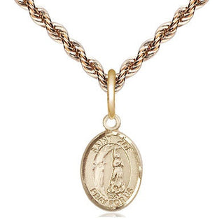 14kt Gold Saint Zoe of Rome Medal Engraved Catholic Saint Jewelry