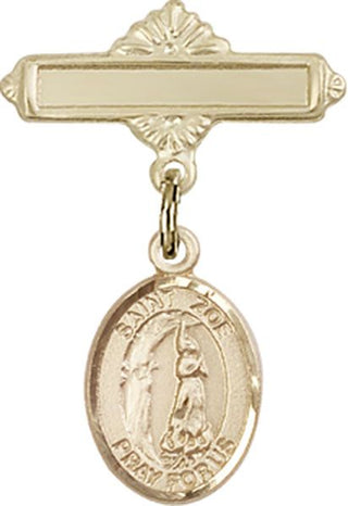 14kt Gold Filled Polished Badge Pin St. Zoe of Rome Baby Badge - Engravable
