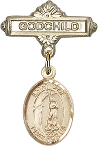 14kt Gold Filled Godchild St. Zoe of Rome Baby Badge - Engravable