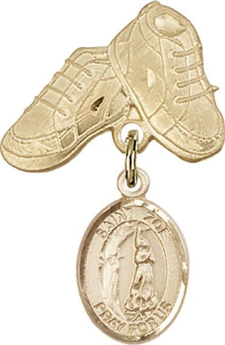 14kt Gold Filled Baby Boots St. Zoe of Rome Baby Badge - Engravable