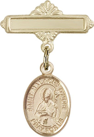 14kt Gold Polished Badge Pin St. Malachy O'More Baby Badge - Engravable