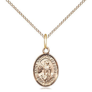 14kt Gold Saint Anthony of Egypt Medal Engraved Catholic Saint Jewelry