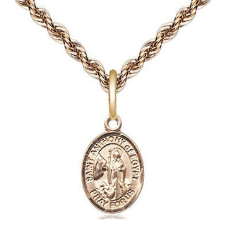 14kt Gold Saint Anthony of Egypt Medal Engraved Catholic Saint Jewelry