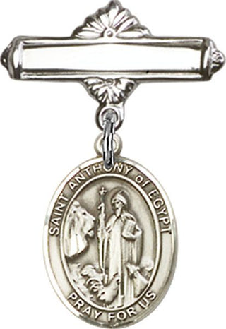 Sterling Silver Polished Badge Pin St. Anthony of Egypt Baby Badge - Engravable