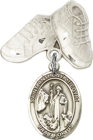 Sterling Silver Baby Boots St. Anthony of Egypt Baby Badge - Engravable
