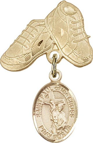 14kt Gold Filled Baby Boots St. Paul of the Cross Baby Badge - Engravable