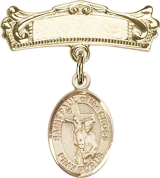 14kt Gold Badge Pin St. Paul of the Cross Baby Badge - Engravable