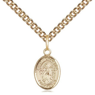14kt Gold Saint Christina the Astonishing Medal Engraved Catholic Saint Jewelry