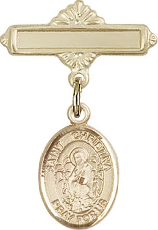 14kt Gold Filled Polished Badge Pin St. Christina the Astonishing Baby Badge - Engravable