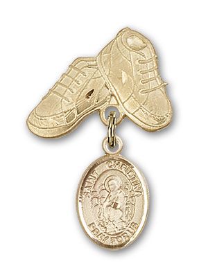 14kt Gold Baby Boots St. Christina the Astonishing Baby Badge - Engravable