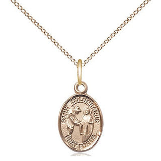 14kt Gold Saint Columbanus Medal Engraved Catholic Saint Jewelry