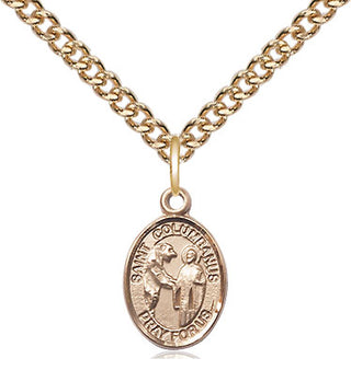 14kt Gold Saint Columbanus Medal Engraved Catholic Saint Jewelry