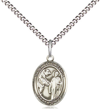 Pewter Saint Columbanus Medal Religious and Catholic Jewelry Engraved Catholic Saint Jewelry