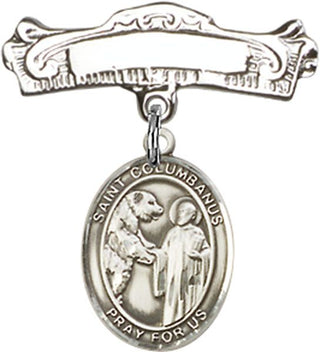 Sterling Silver Badge Pin St. Columbanus Baby Badge - Engravable